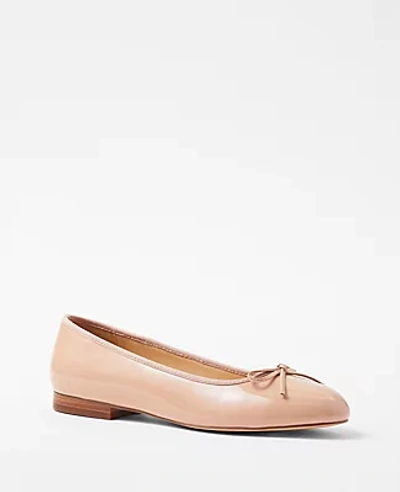Ann Taylor At Weekend Patent Ballet Flats In Camel