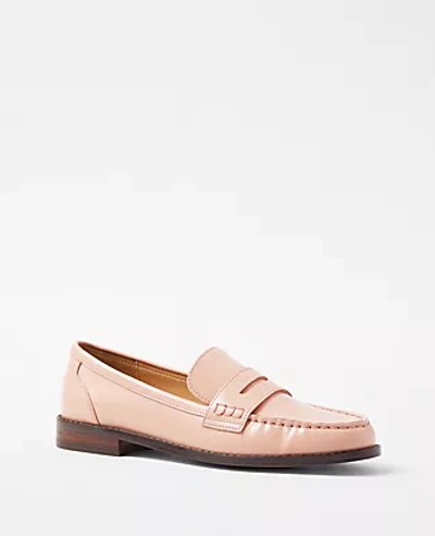 Ann Taylor At Weekend Leather Penny Loafers In Pink Dune