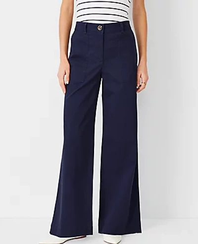 Ann Taylor At Weekend Wide Leg Chino Pants In Night Sky