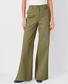 Ann Taylor At Weekend Wide Leg Chino Pants In Green Kalamata