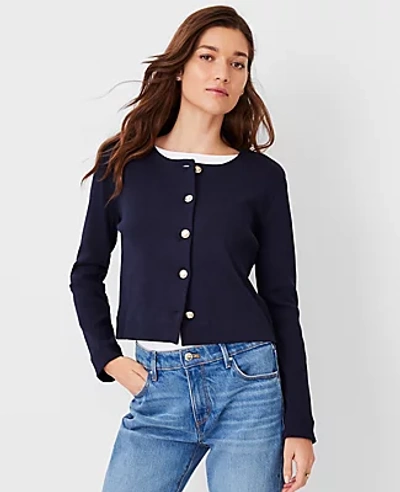 Ann Taylor At Weekend Crew Neck Jacket In Night Sky