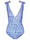 Etro V-neck Floral Swimsuit In Blue