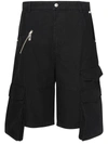 Gcds Black Cotton Bermuda Shorts In Black