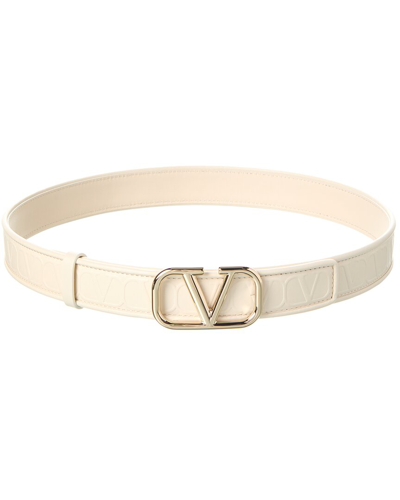 Valentino Garavani Valentino Vlogo Leather Belt In White