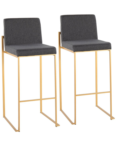 Lumisource Set Of 2 Fuji High Back Bar Stools In Gold