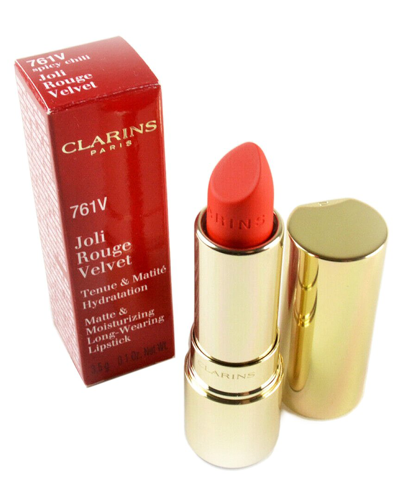 Clarins 0.1oz 761v Spicy Chili Joli Rouge Long Wearing Lipstick In White