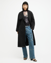Allsaints Wyatt Relaxed Fit Belted Trench Coat In Black