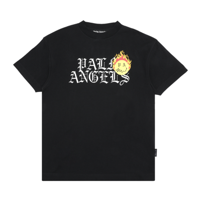 Pre-owned Palm Angels Burning Head Logo Short-sleeve Tee 'black/yellow'