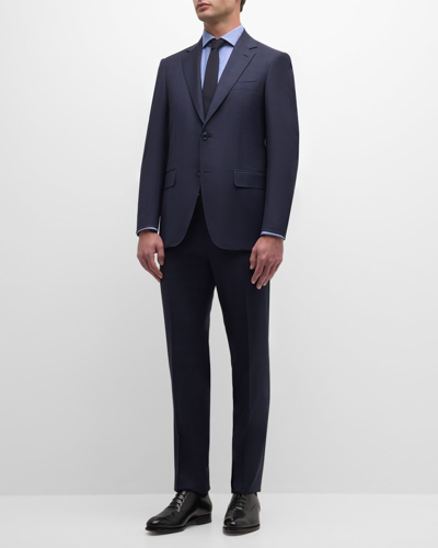 Canali Men's Tonal Plaid Wool Suit In Navy