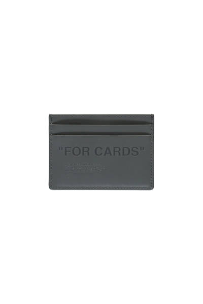 Off-white Leather Card Holder In Grey