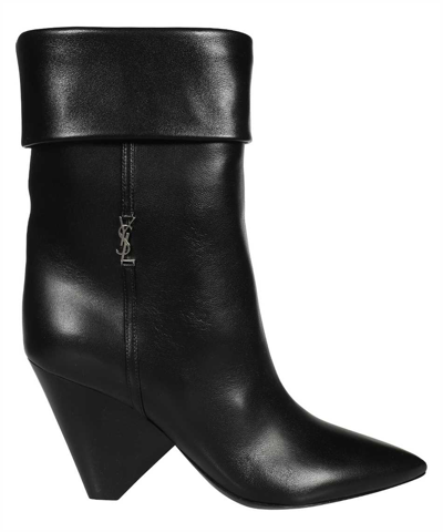 Saint Laurent Leather Ankle Boots In Black