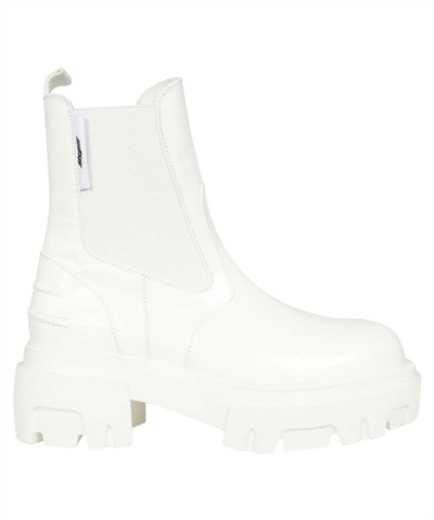 Msgm Woman Ankle Boots White Size 10 Soft Leather