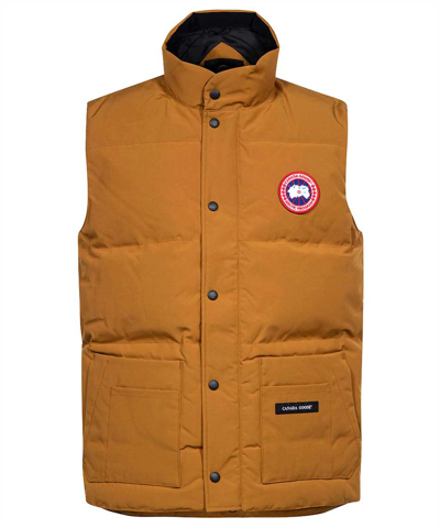 Canada Goose Freestyle Regeneration Two-tone Quilted Shell Down Gilet In Klondike Gold/navy/light Grey