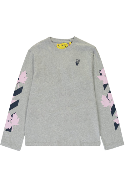Off-white Kids' Printed Cotton T-shirt In Grey