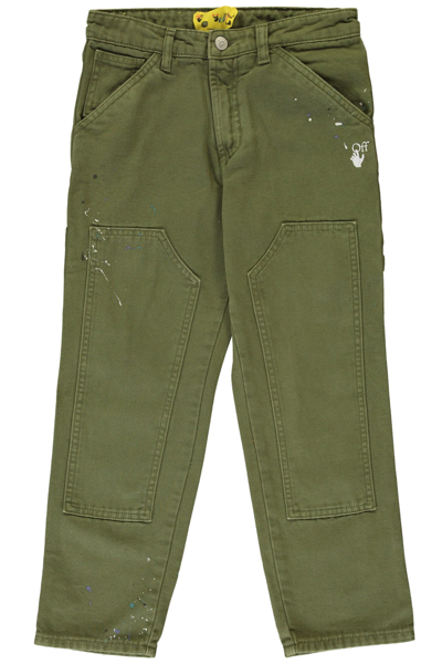 Off-white Kids' Cotton Cargo-trousers In Green