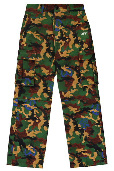 Off-white Kids' Cotton Cargo-trousers In Green