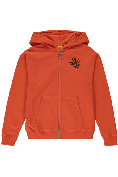 Off-white Kids' Cotton Full Zip Hoodie In Orange