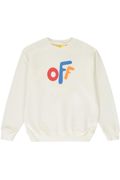 Off-white Kids' Logo Detail Cotton Sweatshirt In White