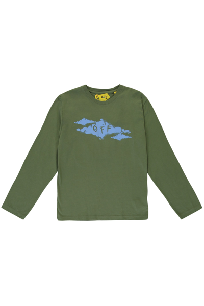 Off-white Kids' Printed Cotton T-shirt In Green