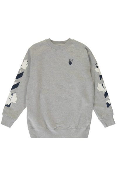 Off-white Kids' Logo Detail Cotton Sweatshirt In Grey