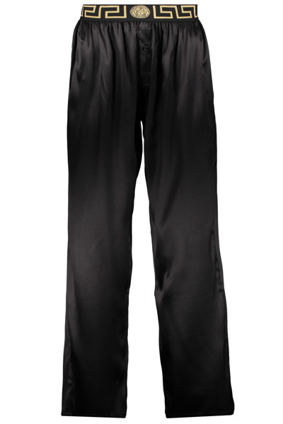 Versace Silk Pajama Pants In Black