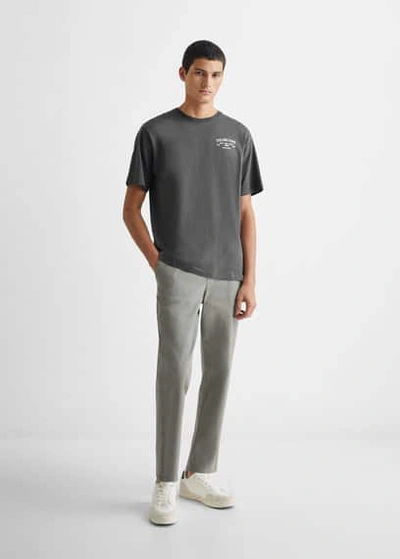 Mango Printed Message T-shirt Charcoal In Gris Anthracite