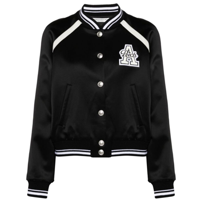 Alessandra Rich Logo-patch Padded Jacket In Black,white