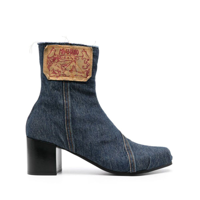 Magliano 75mm Denim Ankle Boots In Blue