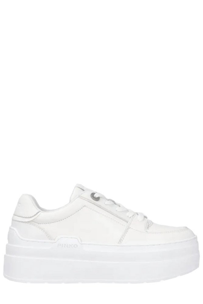 Pinko Colour-block Platform Sneakers In Pure White