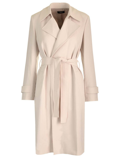 Theory Oaklane Trench Belted Coat In Neutrals
