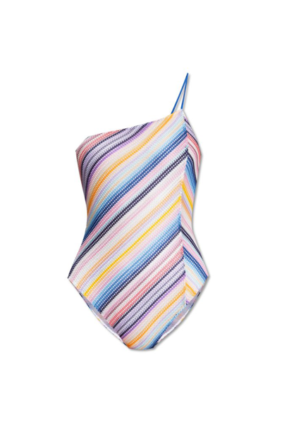 Missoni Striped Knit One-piece Swimsuit In Azul