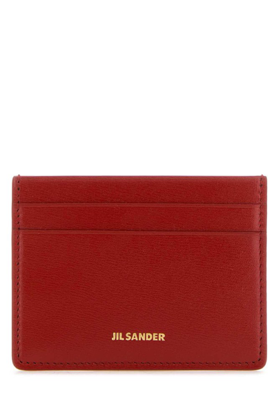 Jil Sander Logo Embossed Cardholder In Pink