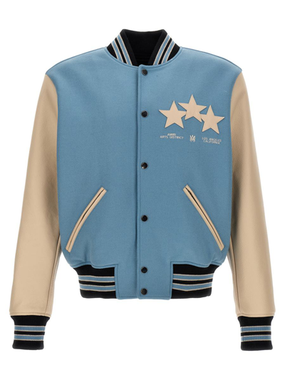 Amiri Stars Varsity Bomber Jacket In Azul Claro