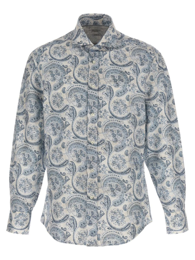 Brunello Cucinelli Patterned Shirt In Blue