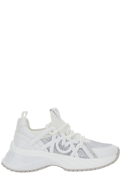 Pinko Love Birds Embellished Chunky Trainers In White