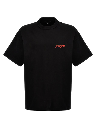 Purple Brand Logo Embroidery T-shirt In Black