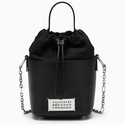 Maison Margiela Black Bucket Bag By 5ac In Leather And Canvas