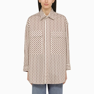 Amiri Logo Striped Double-pocket Workwear Shirt In Cream