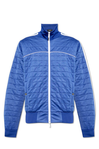 Dsquared2 Logo-panelled Quilted Jacket In Blue