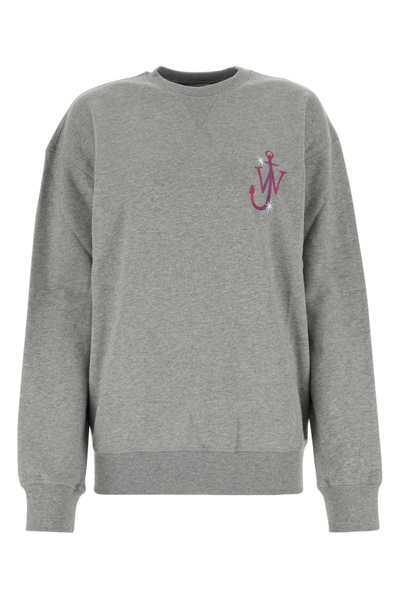 Jw Anderson Logo Printed Crewneck Sweatshirt In Grey