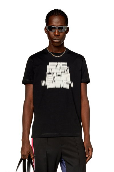 Diesel T-shirt With Blurry For Successful Living Print In Black