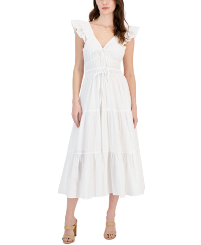 And Now This Women's Cotton Clip-dot Tiered Dress, Created For Macy's In White