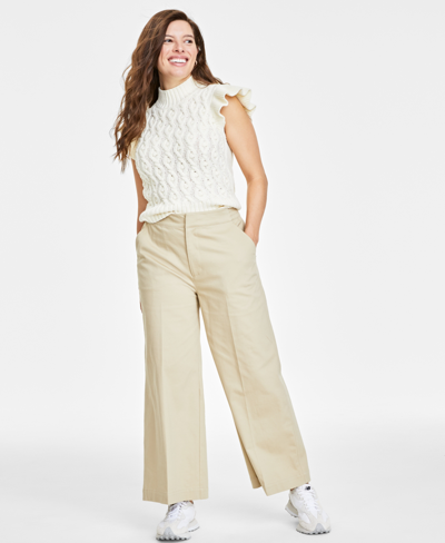 On 34th Women's Wide-leg Chino Pants, Created For Macy's In Safari