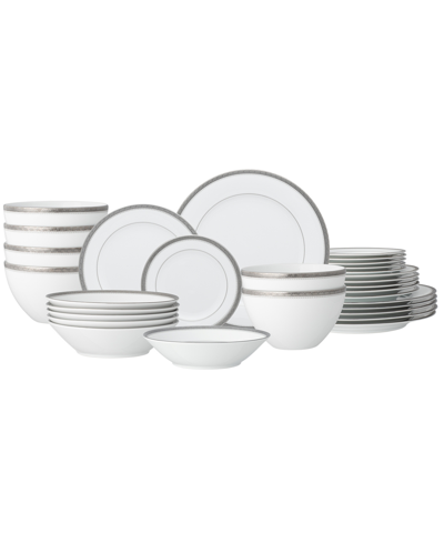 Noritake Charlotta Platinum 30-piece Dinnerware Set, Service For 6 In White