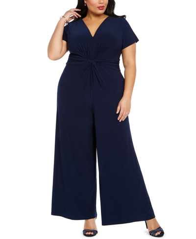 Vince Camuto Plus Size V-neck Jumpsuit In Navy