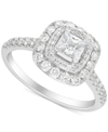 Macy's Diamond Princess Double Halo Engagement Ring (1 Ct. T.w.) In 14k White Gold In White Gold