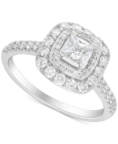 Macy's Diamond Princess Double Halo Engagement Ring (1 Ct. T.w.) In 14k White Gold
