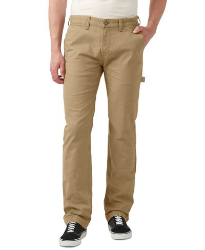 Buffalo David Bitton Men's Straight Six Straight-fit Stretch Canvas Carpenter Pants In Med Beige