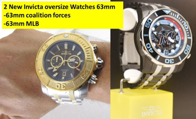 Pre-owned Invicta 2 Oversize Watches 63mm Coalition Forces 63mm Mlb, 30679 And 42786