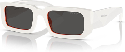 Pre-owned Prada Pr 06ys 17m5s0 Sunglasses Talc/orange And Talc Dark Gray 53 In Box